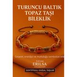 Sertifikalı Turuncu Baltık Topaz Doğal Taş Bileklik - 8X8 Mm Cesaret Mutluluk Enerji Taşı