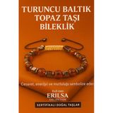Sertifikalı Turuncu Baltık Topaz Doğal Taş Bileklik - 8X8 Mm Cesaret Mutluluk Ve Enerji Taşı