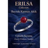 Sertifikalı Uykuda Sıçrama Enerji Yüzüğü – Bayrak Kırmızı Akik Ayarlanabilir İnce Kasa Koç Akrep Burcu