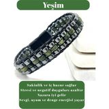Sertifikalı Yeşim Disk Model Doğal Taş Erkek Bileklik Kilitli Kapama - 21 cm - Yeşil