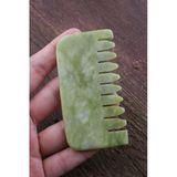 Sertifikalı Yeşim Jade Taşı Doğal Taş Tarak Ve Masaj Aleti (8 Cm) Doğal Yeşil Renk
