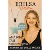 Sertifikalı Yıldız Model Amazonit Doğal Taş Kolye Pozitif Enerji Verir