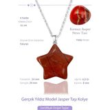 Sertifikalı Yıldız Model Kırmızı Jasper Taşı Kolye - Hırs Ve Azim Veren Doğal Taş
