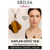 Sertifikalı Yonca Kesim Kaplan Gözü Doğal Taş Kolye – Cesaret Özgüven Ve Başarı Taşı