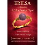 Sertifikalı Yüksek Tansiyon Enerji Yüzüğü – Afrika Pembe Opal Taşı Ayarlamalı Gold Yengeç Terazi