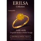 Sertifikalı Zenginlik Bereket Enerji Yüzüğü – Sitrin Taşı Ayarlanabilir Gold İnce Aslan Koç Burcu