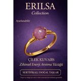 Sertifikalı Zihinsel Enerji Arınma Yüzüğü – Çilek Kuvars Taşı Ayarlamalı Gold İkizler Terazi Burcu