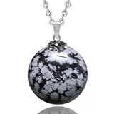 Sertifikalı Zirkon Taşlı Karlı Obsidyen Doğal Taş Kolye