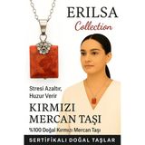 Sertifikalı Zirkon Taşlı Model Kırmızı Mercan Taşı Kolye – Stresi Azaltan ve Huzur Veren Doğal Taş