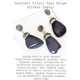 Sertifikalı Zirkon Taşlı Tamburlanmış Lacivert Mavi Yıldız Taşı Kolye
