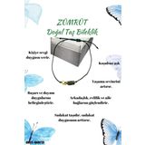 Sertifikalı Zümrüt Doğal Taş Bileklik Kelebek Obje Detaylı Makrome Örgülü Kilit El Işçiliği