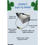 Sertifikalı Zümrüt Doğal Taş Bileklik Yonca Obje Detaylı Makrome Örgülü Kilit El Işçiliği