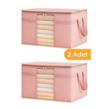 Sertstil 2 Adet - Pencereli Kazak Hurcu 45 X 40 X 30 Cm - Pembe Benekli