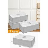 Sertstil 3 Adet - Büyük Boy Baza Altı Gri Çizgili Hurç 62 X 46 X 22 Cm