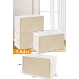 Sertstil 3 Adet - Büyük Boy Bej Çizgili Hurç - 74 X 46 X 46 Cm