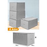 Sertstil 4 Adet - Büyük Boy Antrasit Çizgili Hurç - 74 X 46 X 46 Cm Gri