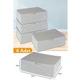 Sertstil 4 Adet - Büyük Boy Baza Altı Antrasit Çizgili Hurç 62 X 46 X 22 Cm