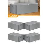 Sertstil 4 Adet - Büyük Boy Baza Altı Ve Çekyat Hurç 65 X 45 X 22 Cm - Gri Antrasit
