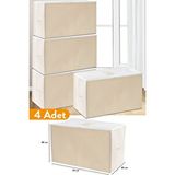 Sertstil 4 Adet - Büyük Boy Bej Çizgili Hurç - 74 X 46 X 46 Cm