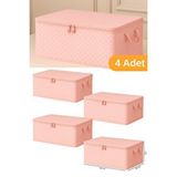 Sertstil 4 Adet -pembe Puantiyeli Büyük Boy Baza Altı Ve Çekyat Tipi Hurç 65 X 45 X 22 Cm