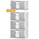 Sertstil 4 Adet - Pencereli Yastık Yorgan Hurcu 75 X 40 X 40 Cm - Gri Benekli GB-4Y