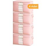 Sertstil 4 Adet - Pencereli Yastık Yorgan Hurcu 75 X 40 X 40 Cm - Pembe Benekli