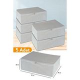 Sertstil 5 Adet - Büyük Boy Baza Altı Antrasit Çizgili Hurç 62 X 46 X 22 Cm