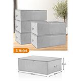Sertstil 5 Adet - Büyük Boy Baza Altı Gri Benekli Hurç 62 X 46 X 22 Cm