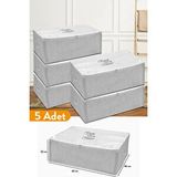 Sertstil 5 Adet - Büyük Boy Baza Altı Gri Çizgili Hurç 62 X 46 X 22 Cm