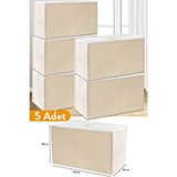 Sertstil 5 Adet - Büyük Boy Bej Çizgili Hurç - 74 X 46 X 46 Cm