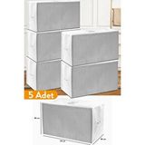 Sertstil 5 Adet - Büyük Boy Gri Çizgili Hurç - 74 X 46 X 46 Cm