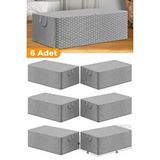 Sertstil 6 Adet - Gri Benekli Büyük Boy Baza Altı Ve Çekyat Tipi Hurç 65 X 45 X 22 Cm Beyaz