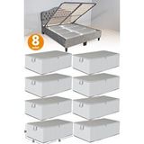 Sertstil 8 Adet - Antrasit Çizgili Büyük Boy Baza Altı Ve Çekyat Tipi Hurç 65 X 45 X 22 Cm Gri