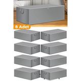 Sertstil 8 Adet - Gri Büyük Boy Baza Altı Ve Çekyat Tipi Hurç 65 X 45 X 22 Cm Düz Gri
