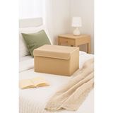 Sertstil Küçük Boy Destekli Kapaklı Kutu Hurç - Kıyafet Saklama Kutusu Organizer 40x30x25 - Bej