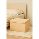 Sertstil Orta Boy Kapaklı Kutu Hurç – Kıyafet Battaniye Saklama Kutusu Organizer 50x40x30 Cm - Bej Martı