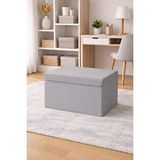 Sertstil Orta Boy Kapaklı Kutu Hurç – Kıyafet Battaniye Saklama Kutusu Organizer 50x40x30 Cm - Gri