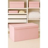 Sertstil Pembe Puantiyeli Mega Boy Destekli Sert Karton Kapaklı Kutu Hurç 70x40x30 Cm