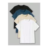 Serüven Sport Süper Kalite Kadın Tişört Düz Renk Siyah Beyaz Bisiklet Yaka Organik Pamuk Penye T-shirt