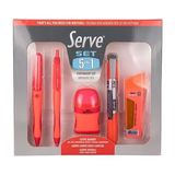Serve 5'li 0.7 mm Kırmızı Kırtasiye Seti