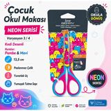 Serve Berry Çocuk Okul Makası 13,5 cm Paslanmaz Çelik Yuvarlak Uç Yumuşak Sap Neon & Pastel 8 Varyasyon - MKKDFR1