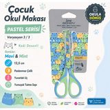Serve Berry Çocuk Okul Makası 13,5 cm Paslanmaz Çelik Yuvarlak Uç Yumuşak Sap Neon & Pastel 8 Varyasyon - MKKDPS2