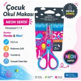 Serve Berry Çocuk Okul Makası 13,5 cm Paslanmaz Çelik Yuvarlak Uç Yumuşak Sap Neon & Pastel 8 Varyasyon - MKSAFR1