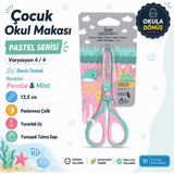 Serve Berry Çocuk Okul Makası 13,5 cm Paslanmaz Çelik Yuvarlak Uç Yumuşak Sap Neon & Pastel 8 Varyasyon - MKSAPS1