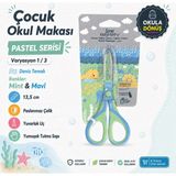 Serve Berry Çocuk Okul Makası 13,5 cm Paslanmaz Çelik Yuvarlak Uç Yumuşak Sap Neon & Pastel 8 Varyasyon - MKSAPS2