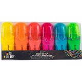 Serve Berry Mini Fosforlu Kalem 6'lı Neon Renk Seti Yumuşak Dokulu Ergonomik Tasarım