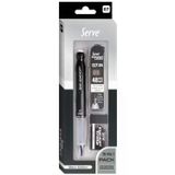 Serve Deep 3lü Okul Seti Mekanik Kurşun Kalem Silgi Yedek Uç 0.7 mm Siyah