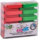 Serve Steps Silgi Fosforlu Kırmızı - Yeşil 2'li - Yeşil - Kırmızı