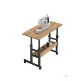 Servetavcı Çalışma Masası Yükseklik Ayarlı Dikiş Makinesi Sehpası - Atlantik Çam (Frenli Tekerli) 80X40 Oval Kenar