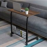 servetavcı Kitaplıklı ve Yükseklik Ayarlı Laptop Sehpası ve Çalışma Masası - Ceviz (Tekerli) - 70 x 40 cm